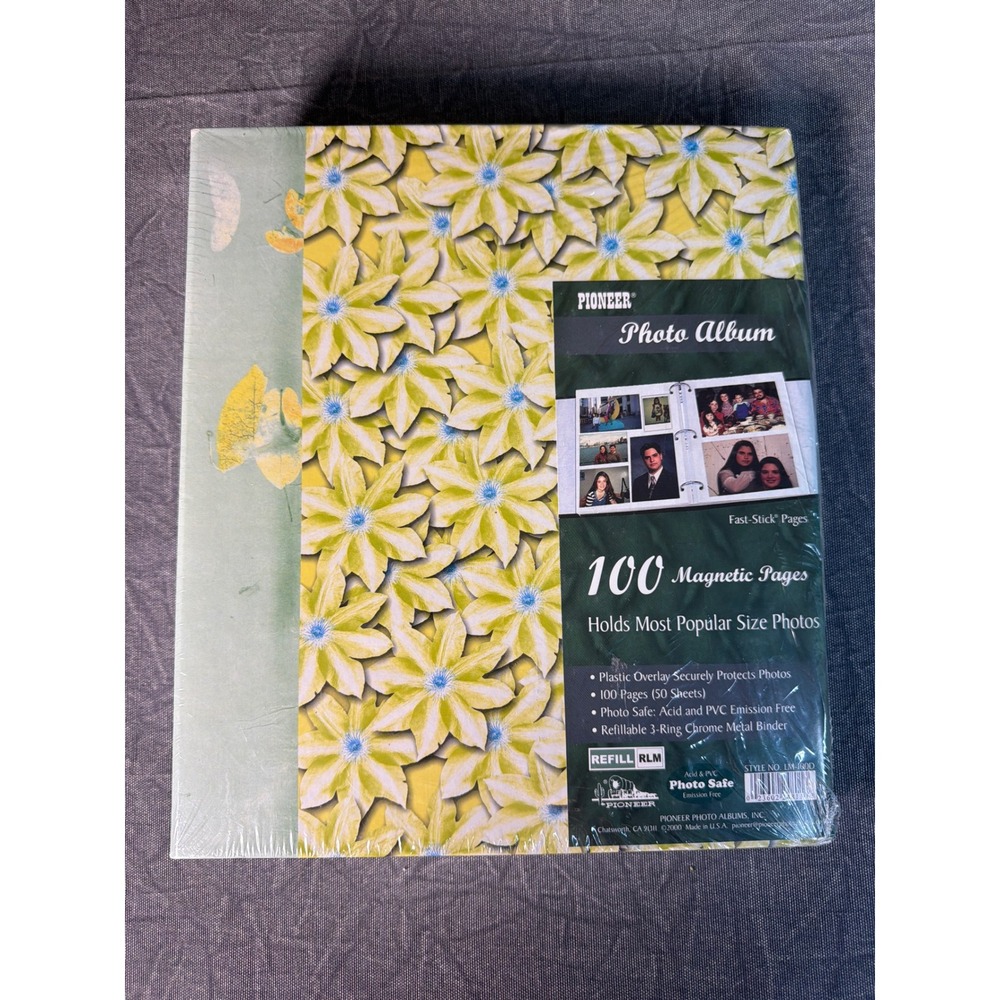 Pioneer Photo Album LM-100D Yellow Floral 100 Magnetic Pages Refillable NEW